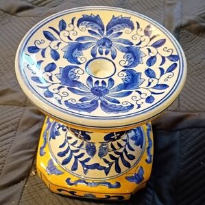 Blue and Yellow Ceramic Candle Holder